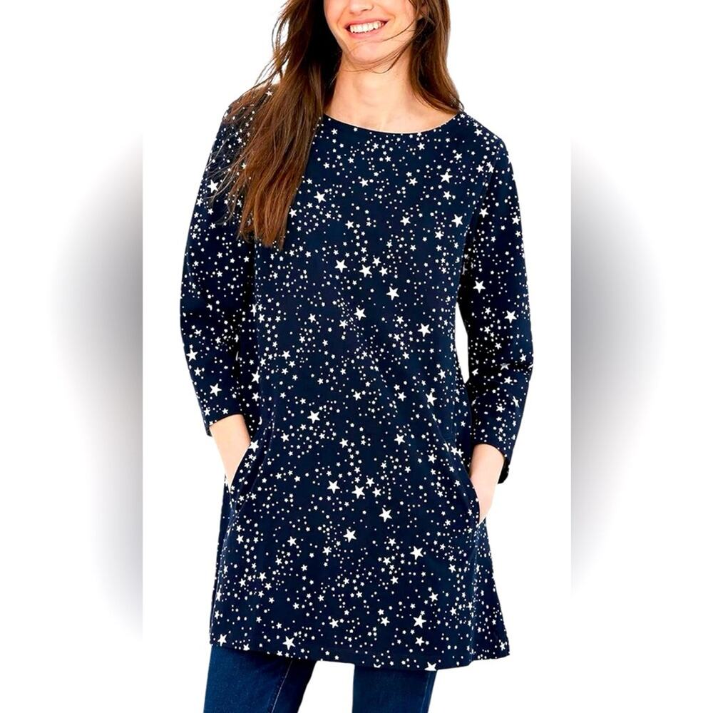 Joules Anise Bonfire Sky Star Print Knit Tunic Dress